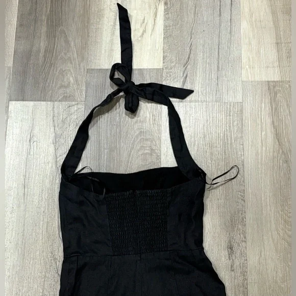 Reformation Malika Linen Jumpsuit in Black - Size 0